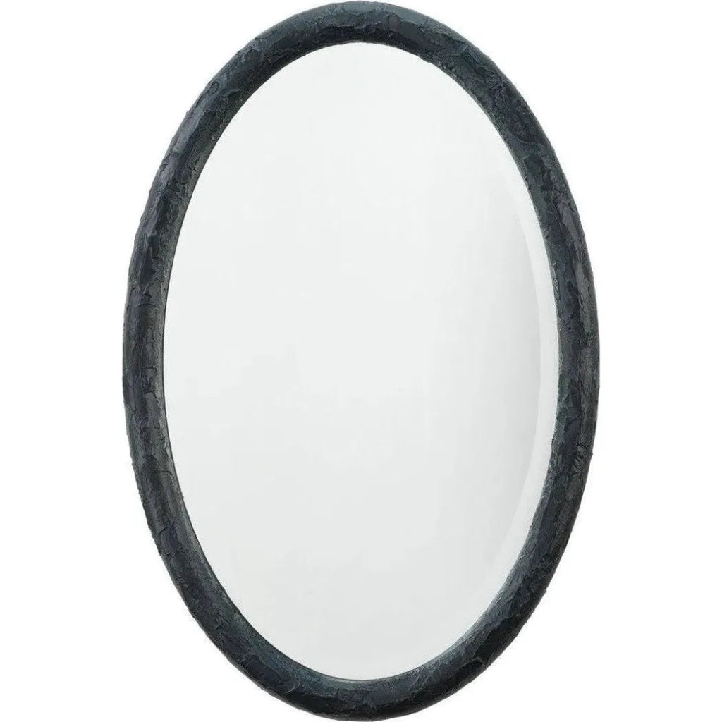 Reversible Black Polyresin Ovation Oval Wall Mirror - LOOMLAN - Jamie Young - Wall Mirrors