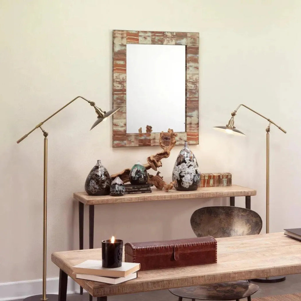 Reversible Brown Rectangle Faux Horn Wall Mirror - LOOMLAN - Jamie Young - Wall Mirrors