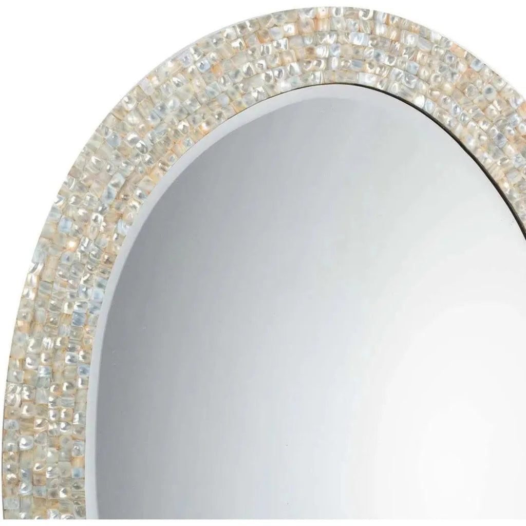 Reversible Cream Mother of Pearl Oval Wall Mirror - LOOMLAN - Jamie Young - Wall Mirrors