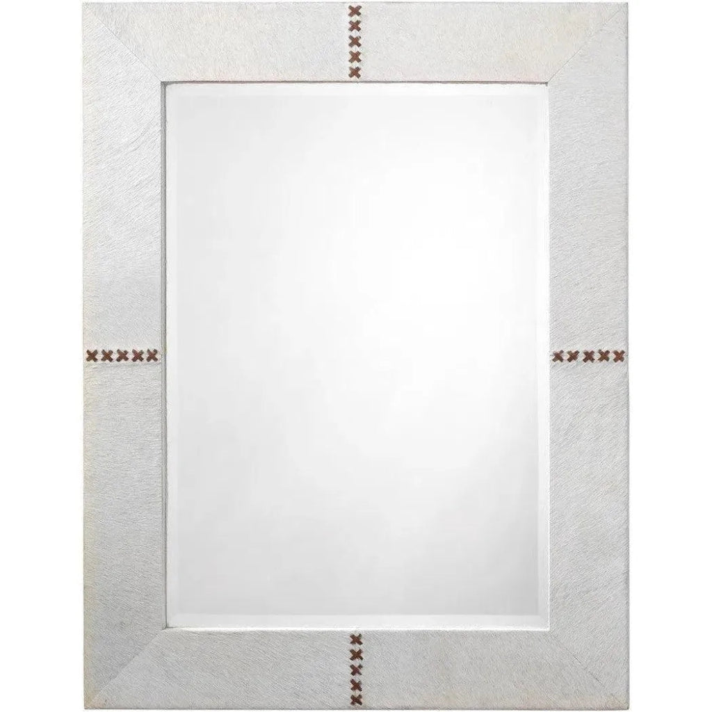 Reversible White Cowhide Leather Rectangle Wall Mirror - LOOMLAN - Jamie Young - Wall Mirrors