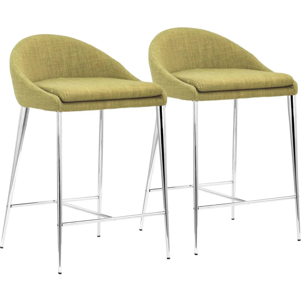 Reykjavik Counter Chair (Set of 2) Pea Green - LOOMLAN - Zuo Modern - Counter Stools