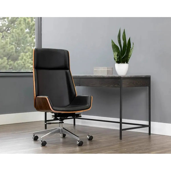 Rhett Black Leather Office Chair - LOOMLAN - SUNPAN - Office Chairs