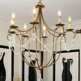 Rhine Gold Crystal Lights Gold Large Chandelier - LOOMLAN - Currey & Co - Chandeliers
