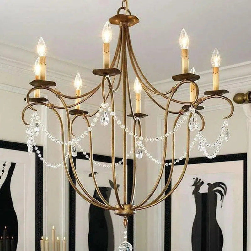 Rhine Gold Crystal Lights Gold Large Chandelier - LOOMLAN - Currey & Co - Chandeliers