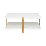 Ribbed Metal Framed Square Cocktail Table - LOOMLAN - Chelsea House - Coffee Tables