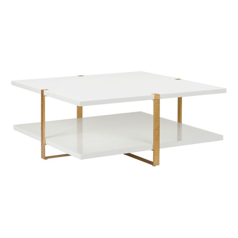 Ribbed Metal Framed Square Cocktail Table - LOOMLAN - Chelsea House - Coffee Tables
