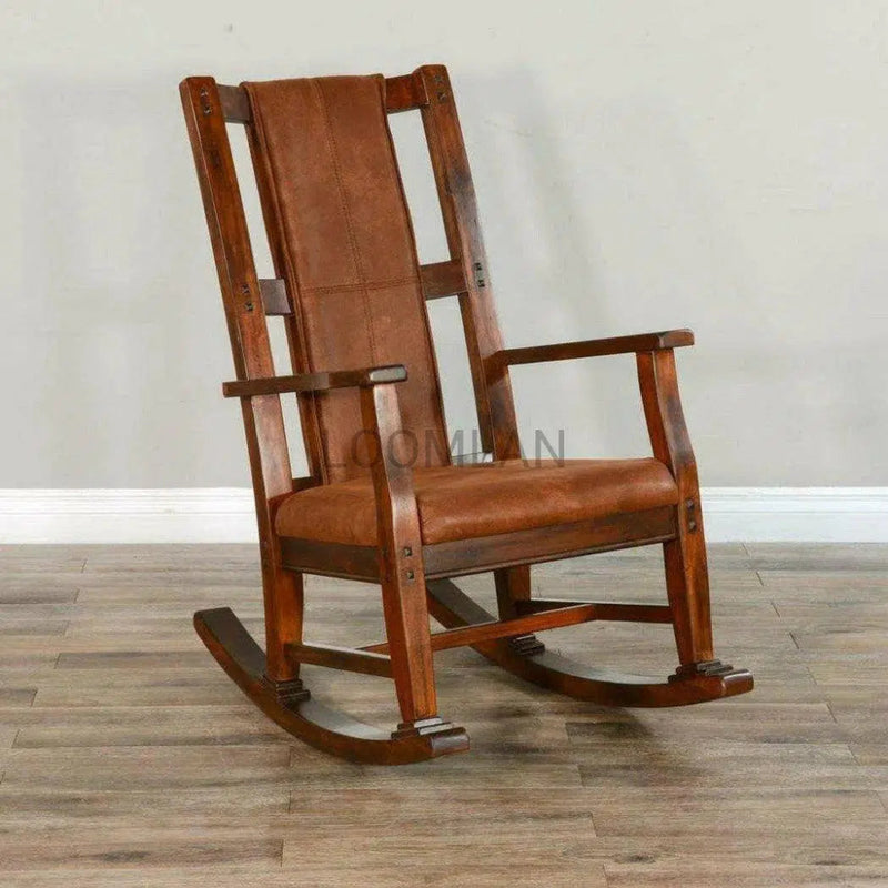 Rich Brown Vegan Leather Rocker Chair - LOOMLAN - Sunny D - Accent Chairs