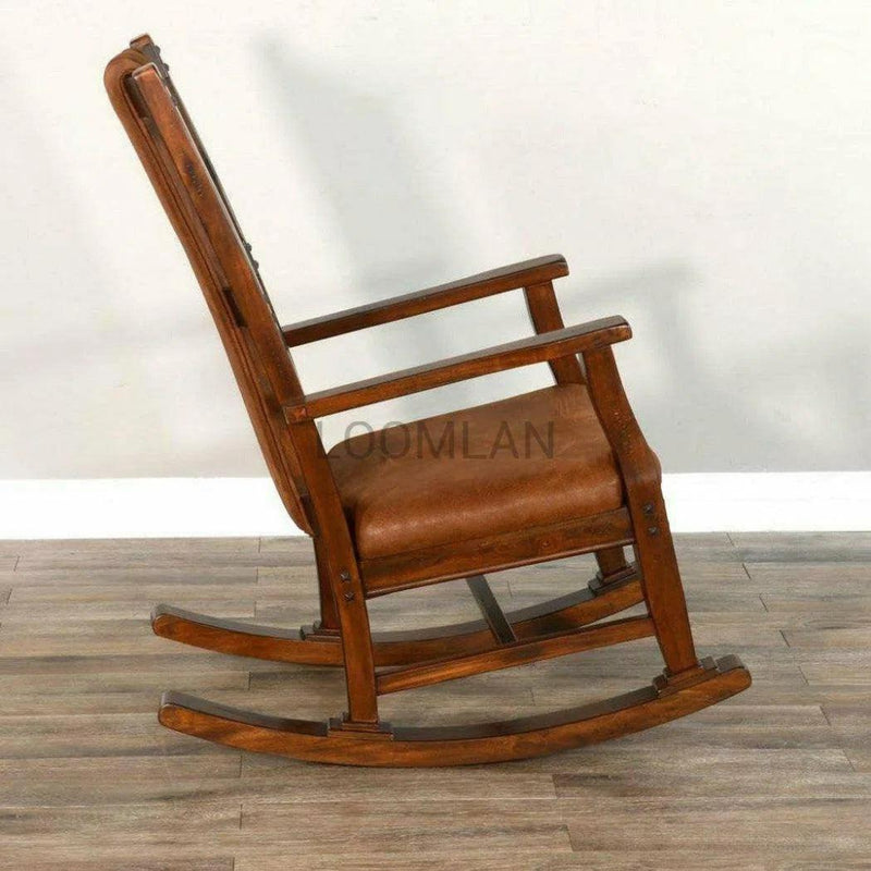 Rich Brown Vegan Leather Rocker Chair - LOOMLAN - Sunny D - Accent Chairs