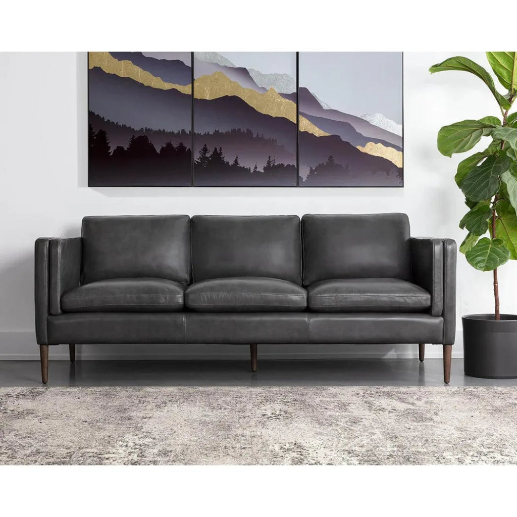 Richmond Sofa Brentwood Charcoal Leather - LOOMLAN - SUNPAN - Sofas & Loveseats