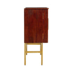 Ricky Leather Strapped Red Bar Cabinet - LOOMLAN - Accent Cabinets