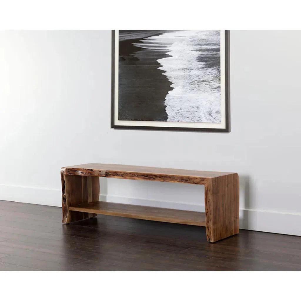 Ridge Waterfall Edge Wooden Backless Bench - LOOMLAN - SUNPAN - Bedroom Benches