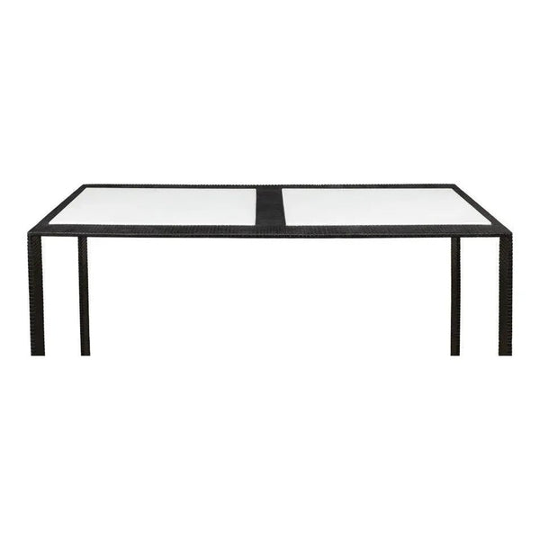 Ridged Iron Console Table White Marble, Small - LOOMLAN - Sarreid - Console Tables