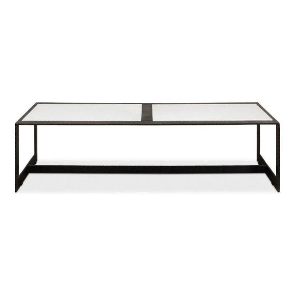 Ridged Iron Rectangular Coffee Table - LOOMLAN - Sarreid - Coffee Tables