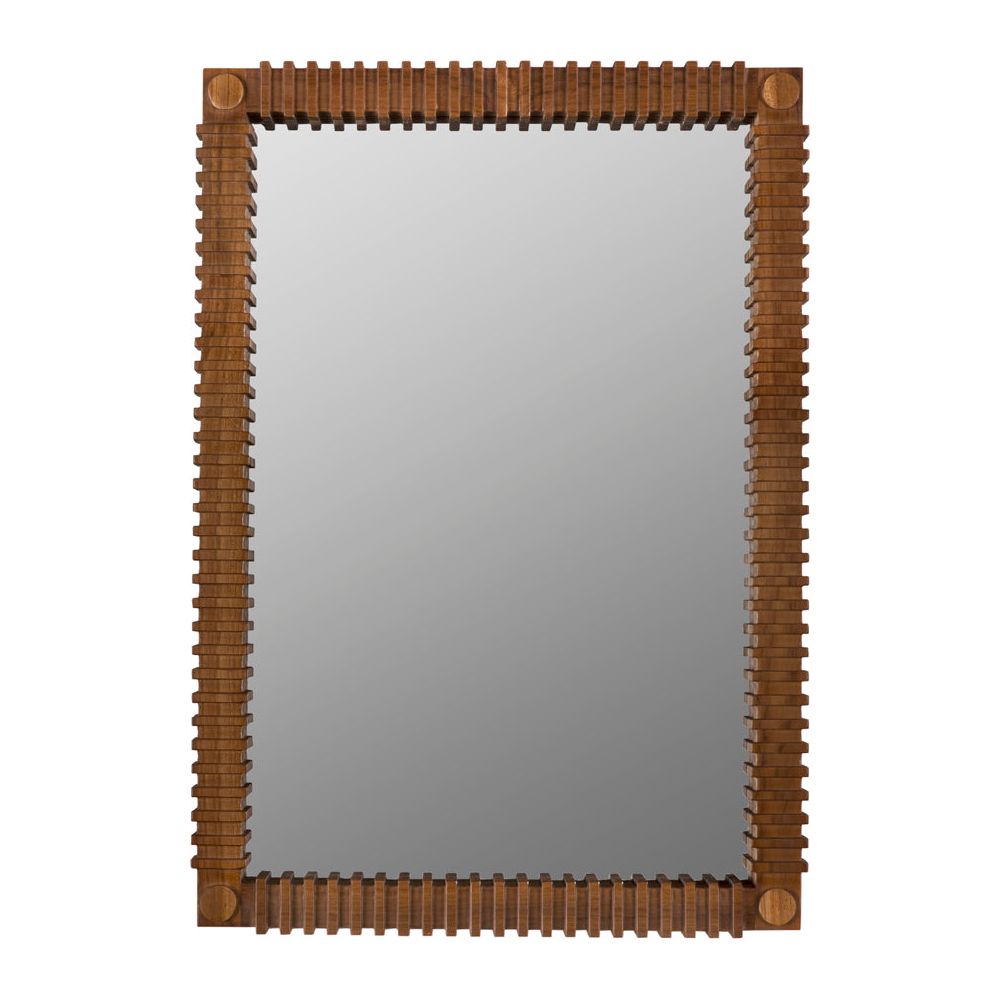 Rift Wood Framed Rectangular Wall Mirror - LOOMLAN - Noir - Wall Mirrors