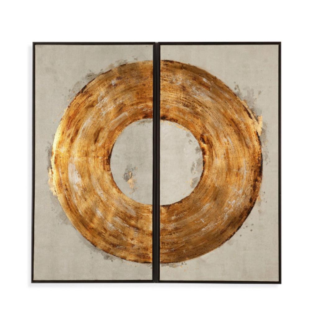 Ring of Fire Hand Painted Gold Wall Art - LOOMLAN - Bassett Mirror - Canvas Art