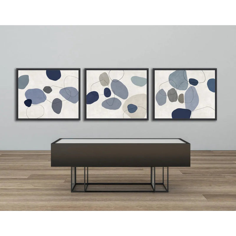 River Stones Blue I Artwork d Canvas Floating - LOOMLAN - LOOMLAN - Canvas Art
