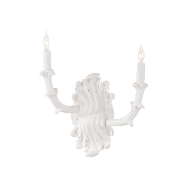 Roche Plaster Double Arm White Wall Sconce - LOOMLAN - Wildwood - Wall Sconces