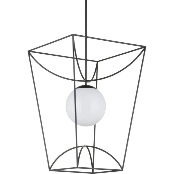 Rochefort Metal and Glass Black Lantern - LOOMLAN - Currey & Co - Pendants