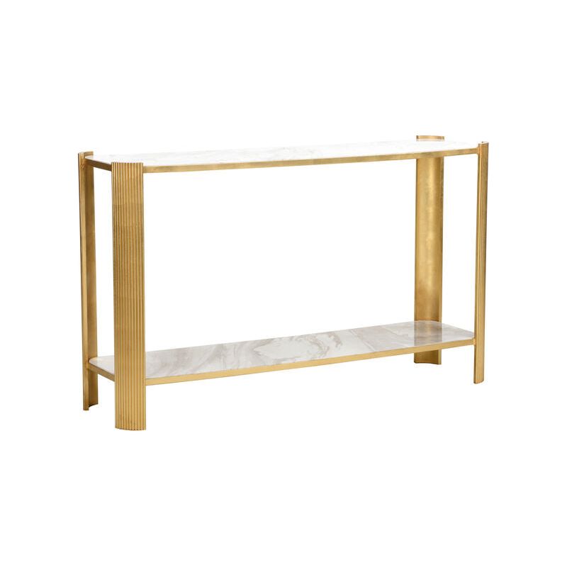 Rockefeller Gold Painted Iron Framed Console Table - LOOMLAN - Chelsea House - Console Tables