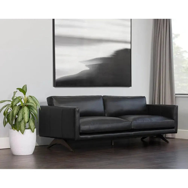 Rogers Leather Black Sofa - LOOMLAN - SUNPAN - Sofas & Loveseats