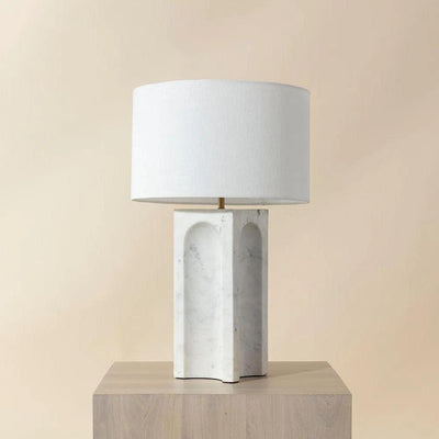 Rohe Table Lamp With Handcrafted Marble Base - LOOMLAN - SUNPAN - Table Lamps