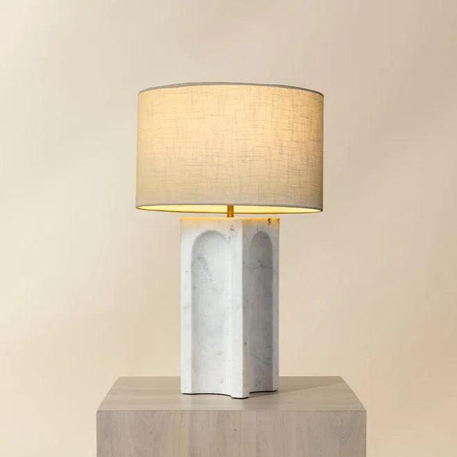 Rohe Table Lamp With Handcrafted Marble Base - LOOMLAN - SUNPAN - Table Lamps