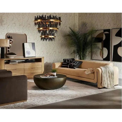 Romer Sofa Brown Nubuck Tan Leather Modern - LOOMLAN - SUNPAN - Sofas & Loveseats