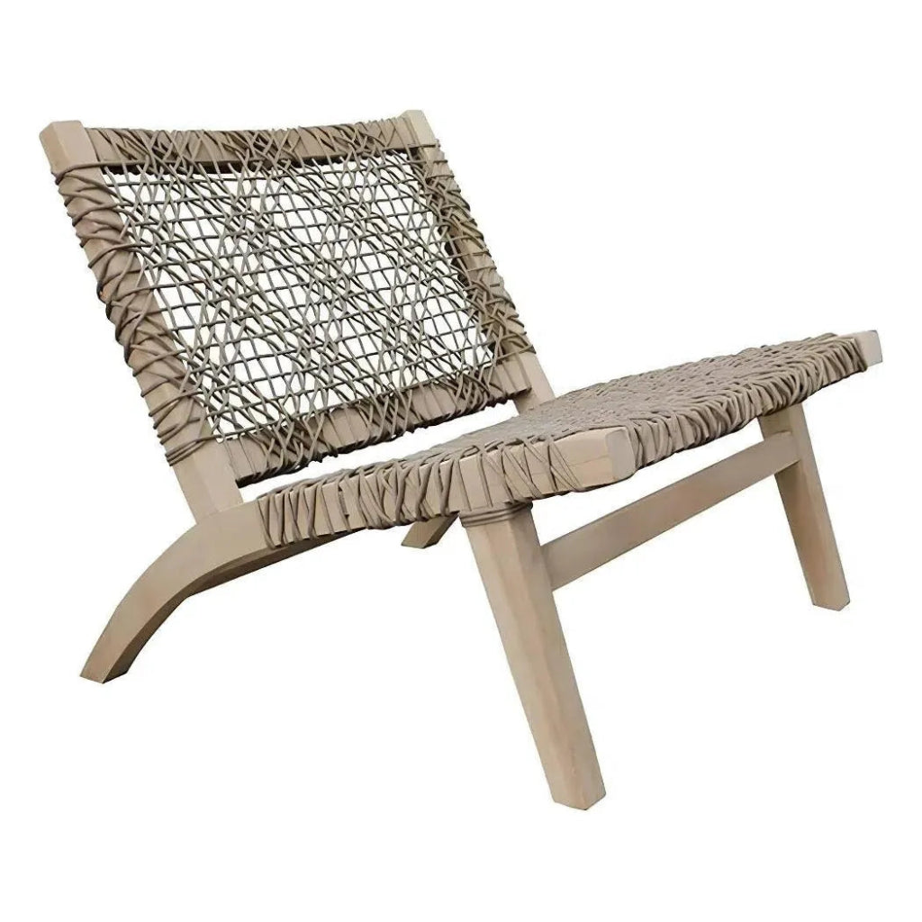 Rope and Teak Wood Patio Lounge Chair - LOOMLAN - Artesia - Outdoor Accent Chairs