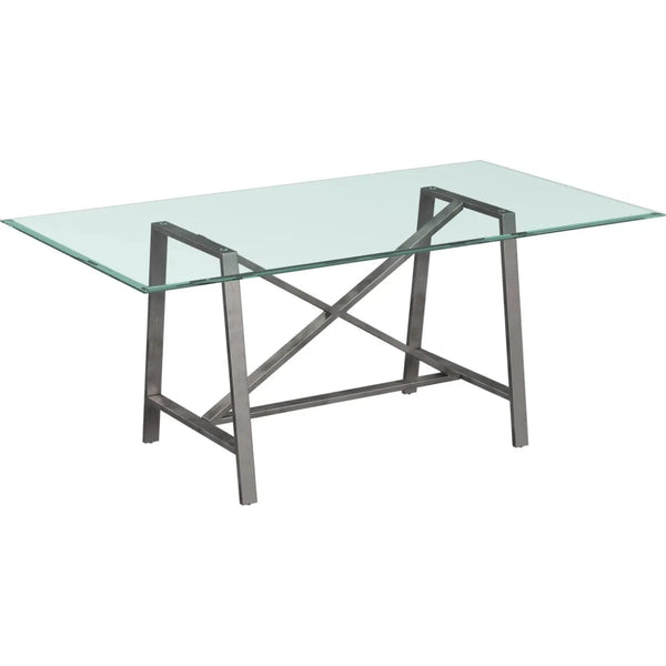 Ross Metal & Glass Silver Rectangular Dining Table - LOOMLAN - Bassett Mirror - Dining Tables