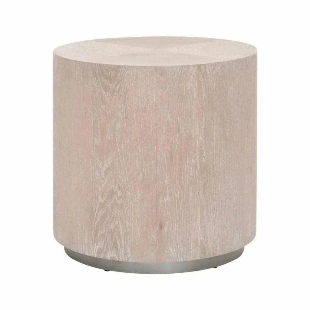 Roto Large Round Side Table Natural Oak and Silver - LOOMLAN - Essentials For Living - Side Tables