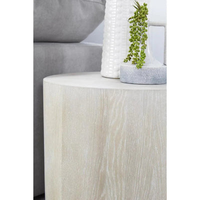 Roto Large Round Side Table Natural Oak and Silver - LOOMLAN - Essentials For Living - Side Tables