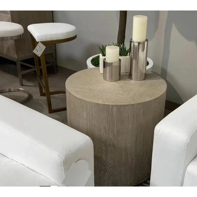 Roto Large Round Side Table Natural Oak and Silver - LOOMLAN - Essentials For Living - Side Tables