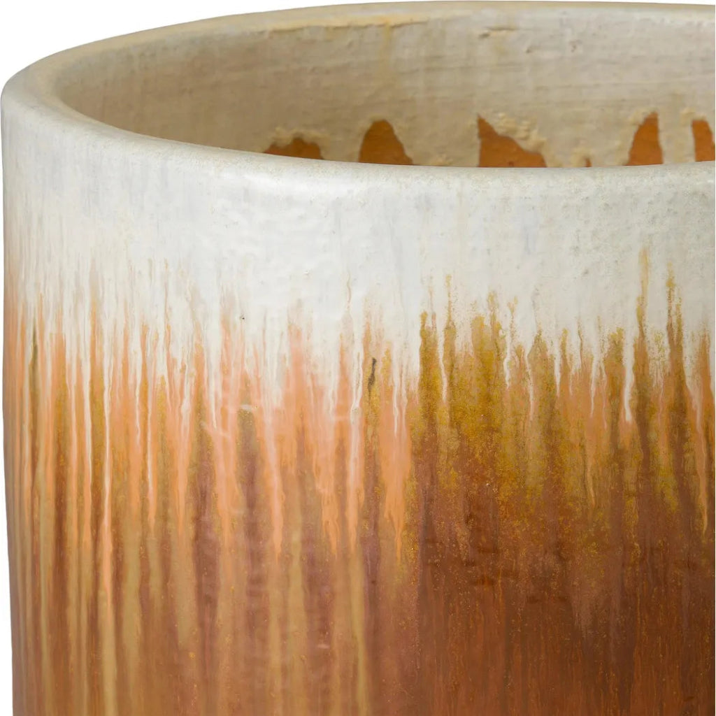 Round Amber Ceramic Planter - LOOMLAN - Emissary - Planters