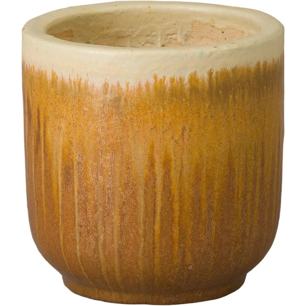 Round Amber Ceramic Planter - LOOMLAN - Emissary - Planters