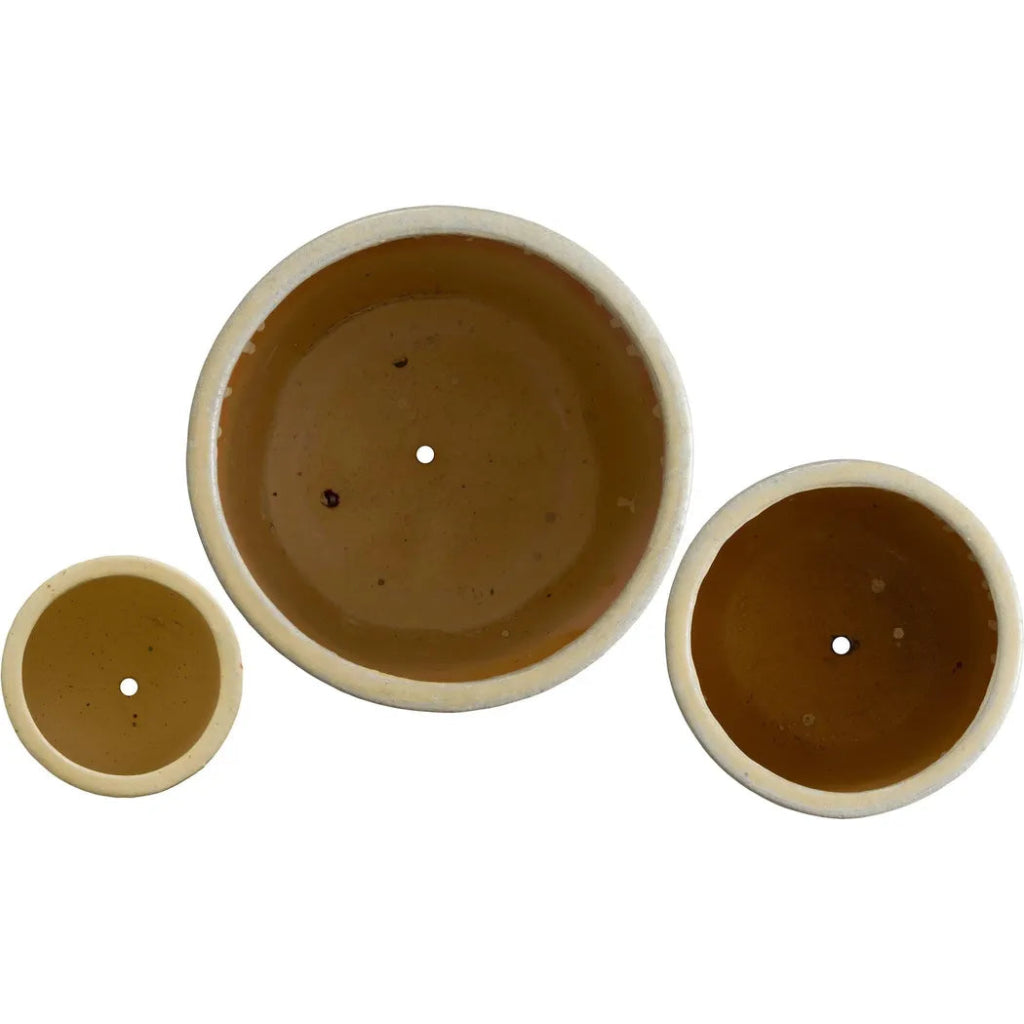 Round Amber Ceramic Planter - LOOMLAN - Emissary - Planters