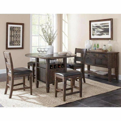 Round Counter Dining Table With Wine Rack - LOOMLAN - Sunny D - Counter Tables