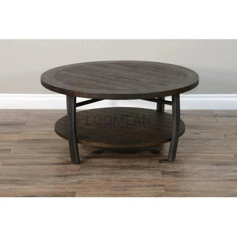 Round Dark Brown Cocktail Coffee Table with - LOOMLAN - Sunny D - Coffee Tables