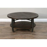 Round Dark Brown Cocktail Coffee Table with - LOOMLAN - Sunny D - Coffee Tables