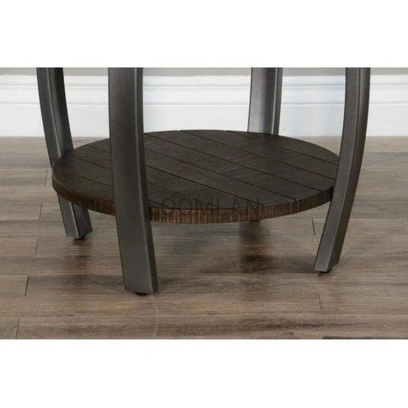 Round Dark Brown End Side Table with - LOOMLAN - Sunny D - Side Tables