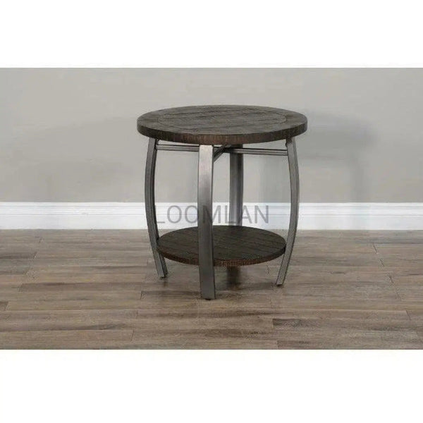 Round Dark Brown End Side Table with - LOOMLAN - Sunny D - Side Tables