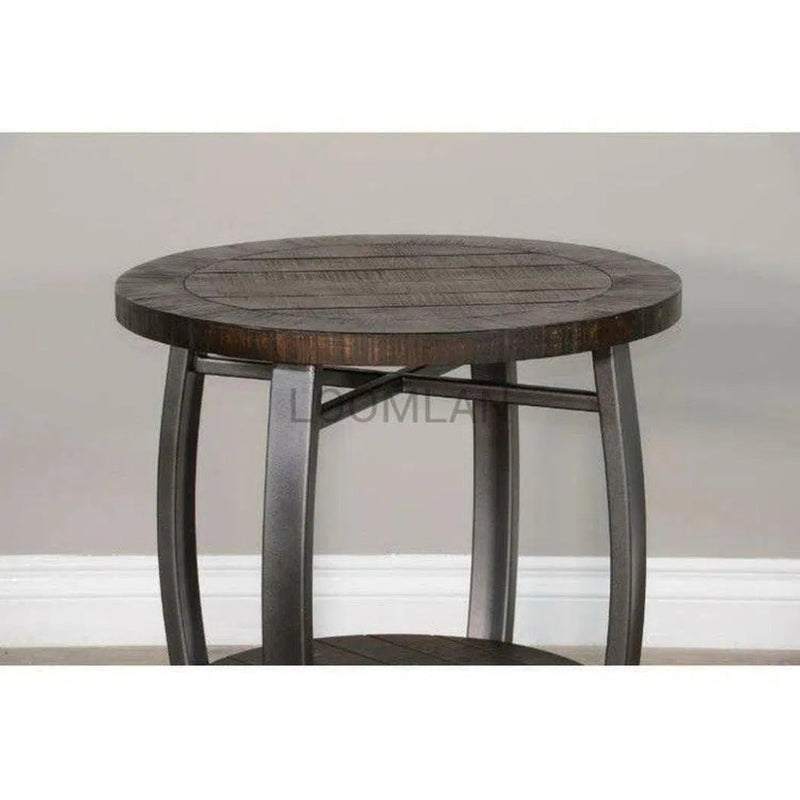 Round Dark Brown End Side Table with - LOOMLAN - Sunny D - Side Tables