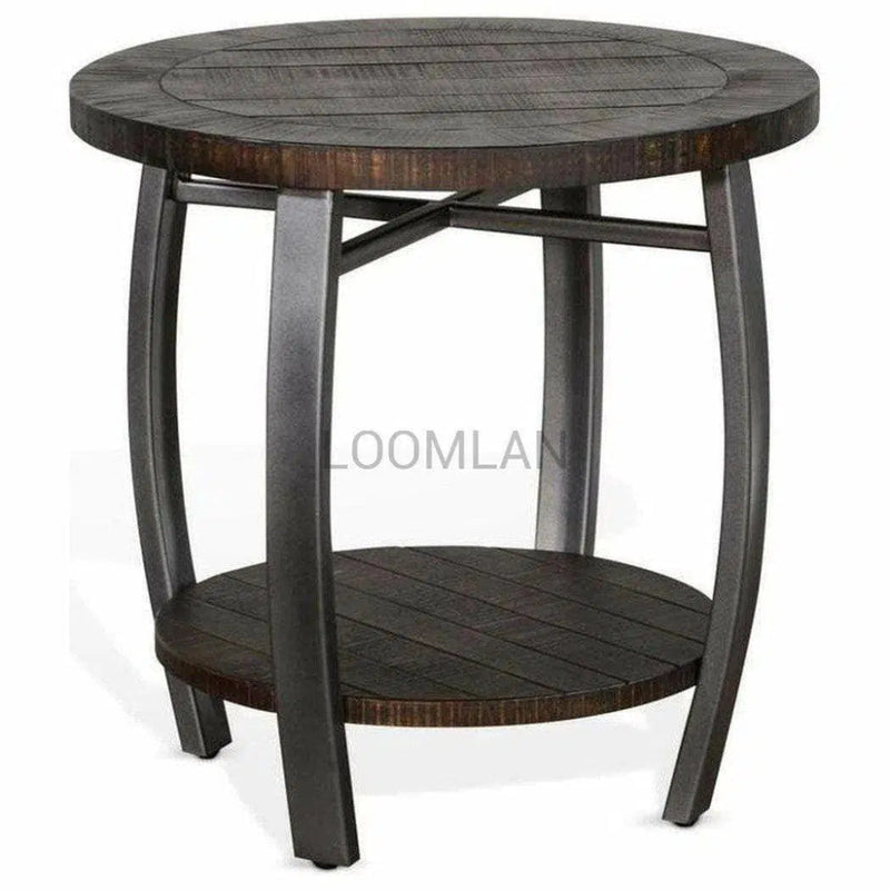 Round Dark Brown End Side Table with - LOOMLAN - Sunny D - Side Tables