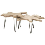 Round Drift Nesting Coffee Table Gray Teak - LOOMLAN - Essentials For Living - Outdoor Coffee Tables