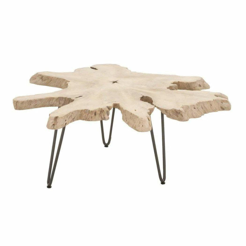 Round Drift Nesting Coffee Table Gray Teak - LOOMLAN - Essentials For Living - Outdoor Coffee Tables