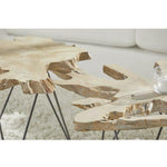 Round Drift Nesting Coffee Table Gray Teak - LOOMLAN - Essentials For Living - Outdoor Coffee Tables