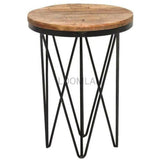 Round End Side Table Reclaimed Wood - LOOMLAN - LOOMLAN - Side Tables