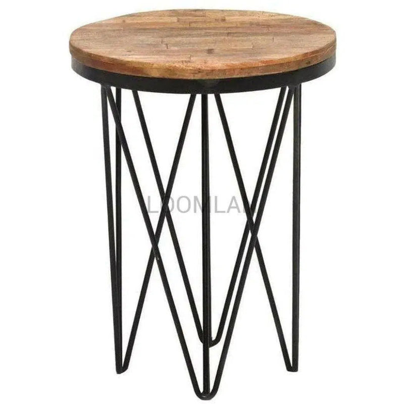 Round End Side Table Reclaimed Wood - LOOMLAN - LOOMLAN - Side Tables