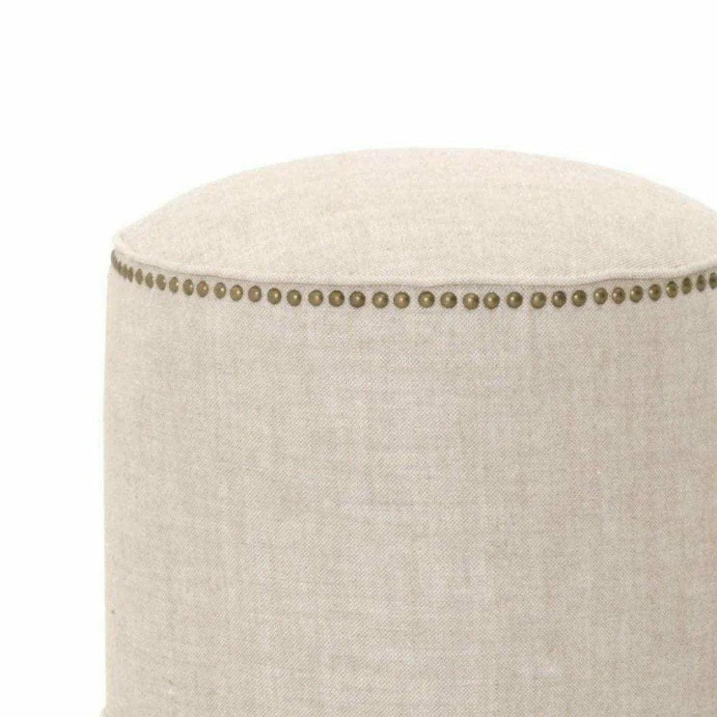 Round Marlow Ottoman Bisque French Linen - LOOMLAN - Essentials For Living - Poufs and Stools