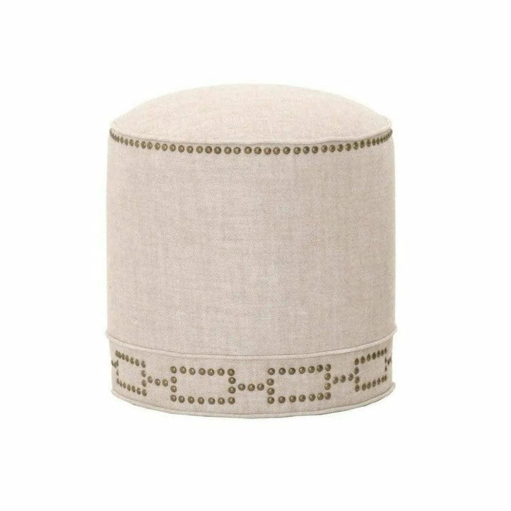 Round Marlow Ottoman Bisque French Linen - LOOMLAN - Essentials For Living - Poufs and Stools