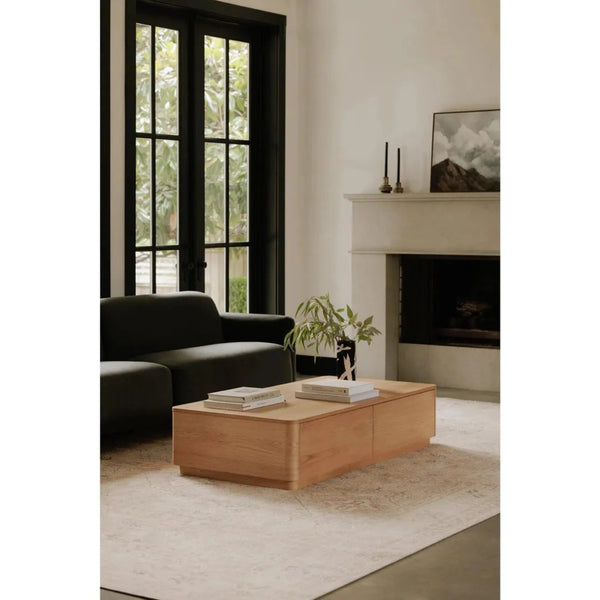 Round Off Wood Rectangular Coffee Table - LOOMLAN - Moe's Home - Coffee Tables